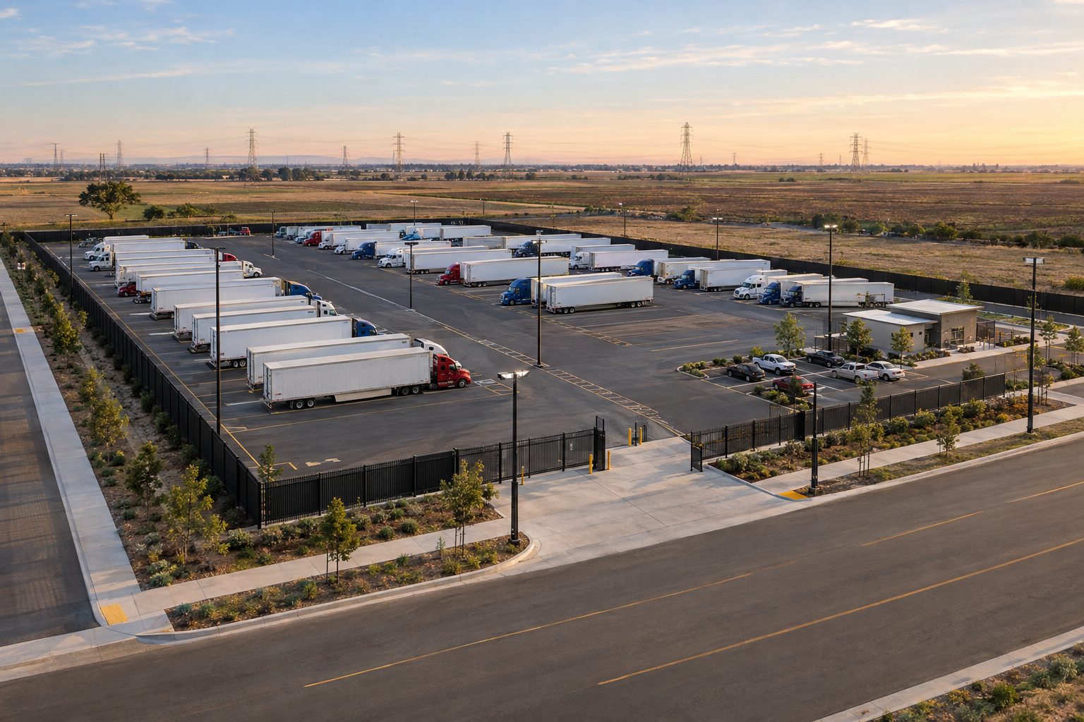 Artist's conceptual depiction of the approved truck and trailer yard